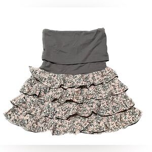 Vintage Floral Layered Ruffle Mini Skirt by Truly Delightful Awaits You D.E.P.T